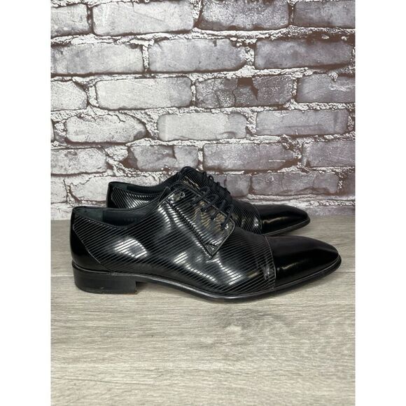 F. Crunell Vero Cuoio Black Leather Cap Toe Designer Dress Shoes Men 42EU/9M US - Picture 14 of 16